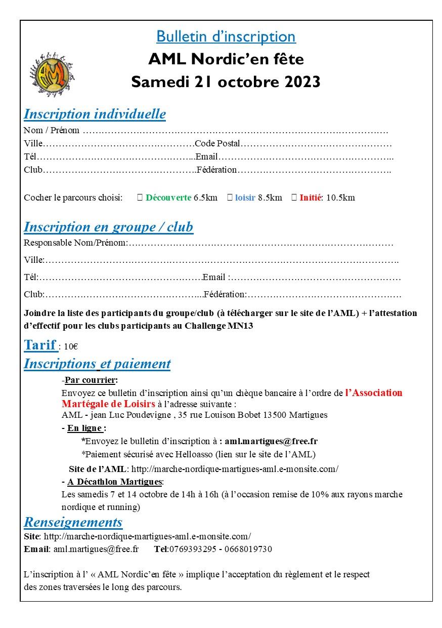 Bulletin d'inscription